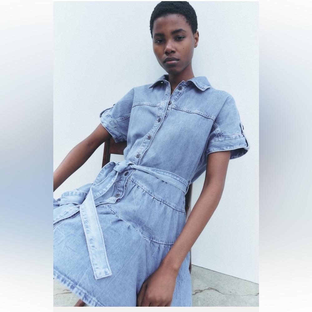 ZARA DENIM MINI DRESS - Picture 3 of 8